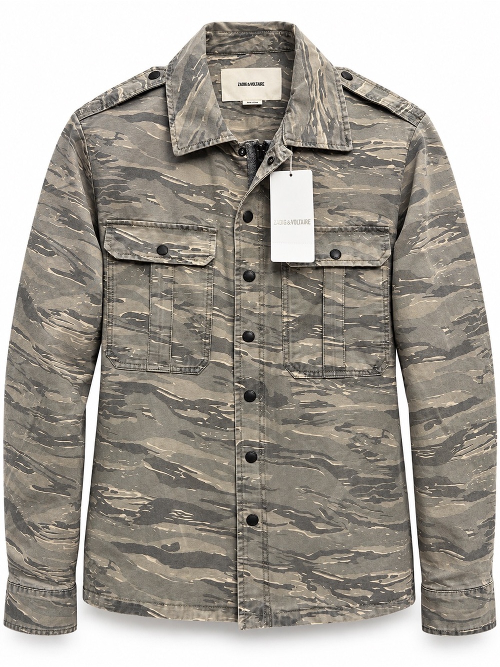 Zadig & Voltaire Olive Tiger-Stripe Military Field Jacket